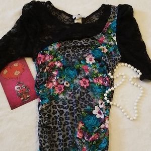 Women's Lace, Leopard, & Floral Print Dress Small